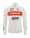 SANTINI Zimowa koszulka kolarska z długim rękawem - TREK SEGAFREDO 2022 WINTER - biały/czerwony