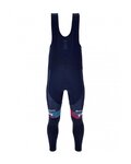 SANTINI Długie spodnie kolarskie z szelkami - TREK 2023 FACTORY RACING WINTER - niebieski