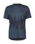 SCOTT Koszulka kolarska z krótkim rękawem - TRAIL FLOW ZIP SS - niebieski