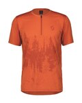 SCOTT Koszulka kolarska z krótkim rękawem - TRAIL FLOW ZIP SS - pomarańczowy