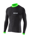 SIX2 Letnia koszulka kolarska z długim rękawem - BIKE4 STRIPES - zielony/czarny