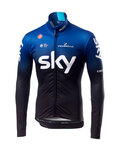 CASTELLI Zimowa koszulka kolarska z długim rękawem - TEAM SKY 2019 WINTER - niebieski/czarny/biały