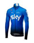 CASTELLI Zimowa koszulka kolarska z długim rękawem - TEAM SKY 2019 WINTER - biały/jasnoniebieski/czarny