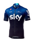 CASTELLI Koszulka kolarska z krótkim rękawem - TEAM SKY FAN 2019  - czarny/niebieski/biały