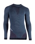 UYN Kolarska koszulka z długim rękawem - FUSYON MERINO - niebieski/bordowy/czarny