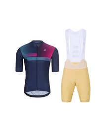 HOLOKOLO Krótka koszulka kolarska i spodenki - SPECTRO - beżowy/niebieski