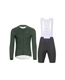 HOLOKOLO Koszulka kolarska z długim rękawem i spodnie - ELEVATE - antracyt/zielony