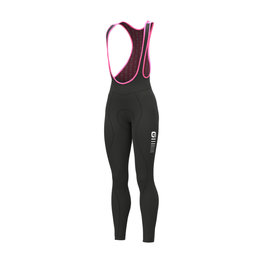 ALÉ Długie spodnie kolarskie z szelkami - SOLID ESSENTIAL - różowy/czarny