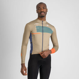 SPORTFUL Zimowa koszulka kolarska z długim rękawem - BREAKOUT SUPERGIARA THERMAL - zielony/niebieski/pomarańczowy