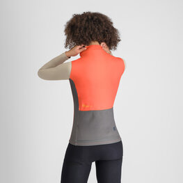 SPORTFUL Zimowa koszulka kolarska z długim rękawem - SUPERGIARA LOGO THERMAL W - pomarańczowy/szary