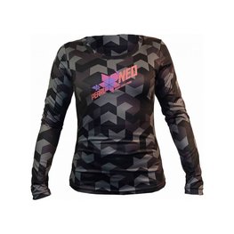 HAVEN Letnia koszulka kolarska z długim rękawem - PEARL NEO LONG - czarny/różowy