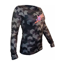 HAVEN Letnia koszulka kolarska z długim rękawem - PEARL NEO LONG - czarny/różowy