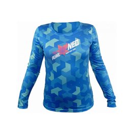 HAVEN Letnia koszulka kolarska z długim rękawem - PEARL NEO LONG - niebieski/różowy