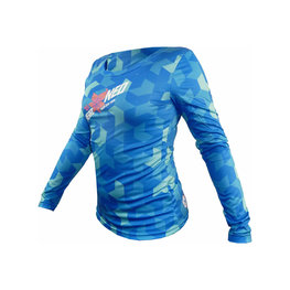 HAVEN Letnia koszulka kolarska z długim rękawem - PEARL NEO LONG - niebieski/różowy