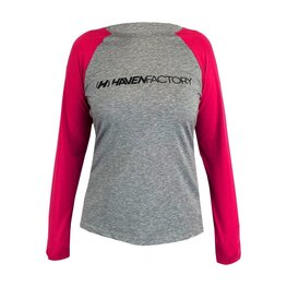 HAVEN Letnia koszulka kolarska z długim rękawem - FACTORY TRAIL - różowy/szary