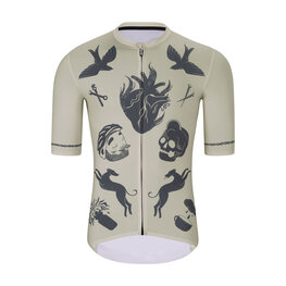 HOLOKOLO Koszulka kolarska z krótkim rękawem - CRUST - kość słoniowa/czarny