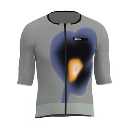 SANTINI Koszulka kolarska z krótkim rękawem - AERO RACE - szary/niebieski