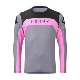 KENNY Letnia koszulka kolarska z długim rękawem - ELITE - szary/różowy/czarny