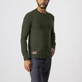 CASTELLI Kolarska koszulka z długim rękawem - MERINO LS TEE - zielony