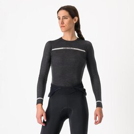 CASTELLI Kolarska koszulka z długim rękawem - MERINO SEAMLESS W - czarny