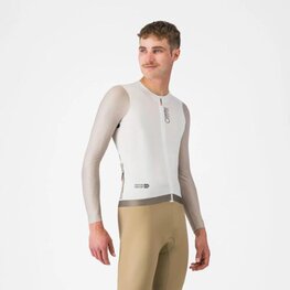 CASTELLI Letnia koszulka kolarska z długim rękawem - CORRETTO LS - beżowy/kość słoniowa