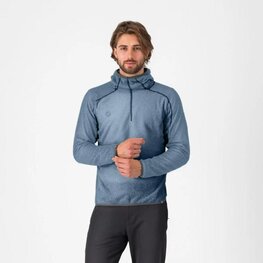 CASTELLI Kolarska ocieplana kurtka - ALPHA FLEECE - niebieski