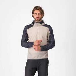 CASTELLI Kolarska ocieplana kurtka - ALPHA FLEECE - kość słoniowa/szary
