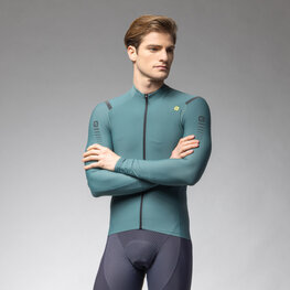 ALÉ Zimowa koszulka kolarska z długim rękawem - WARM RACE - zielony