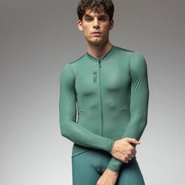 ALÉ Letnia koszulka kolarska z długim rękawem - COLOR BLOCK PRAGMA - zielony