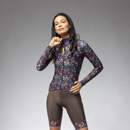 ALÉ Zimowa koszulka kolarska z długim rękawem - PRAGMA FLOWERY LADY - niebieski/kolorowy