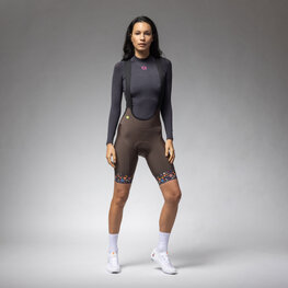 ALÉ Krótkie spodnie kolarskie z szelkami - PR-E HIKE - brązowy