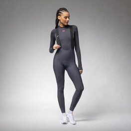 ALÉ Długie spodnie kolarskie z szelkami - R-EV1 VOLTAGE - antracyt