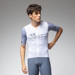 ALÉ Koszulka kolarska z krótkim rękawem - PR-E MEGABYTE 2.0 - biały/niebieski