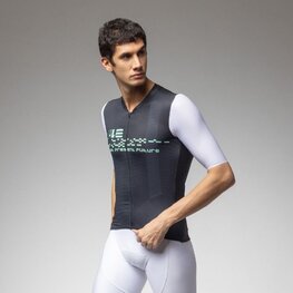 ALÉ Koszulka kolarska z krótkim rękawem - PR-E MEGABYTE 2.0 - czarny/biały