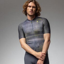 ALÉ Koszulka kolarska z krótkim rękawem - OFF ROAD - GRAVEL TRACCIA - czarny/żółty/fioletowy