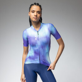 ALÉ Koszulka kolarska z krótkim rękawem - PR-E ARGON - fioletowy/niebieski