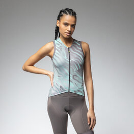 ALÉ Koszulka kolarska bez rękawów - PRAGMA SURFACE PR-E - jasnozielony/brązowy