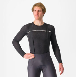 CASTELLI Kolarska koszulka z długim rękawem - MERINO - szary