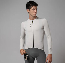 ALÉ Letnia koszulka kolarska z długim rękawem - COLOR BLOCK PRAGMA - beżowy