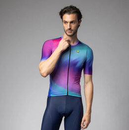 ALÉ Koszulka kolarska z krótkim rękawem - AURORA PR-E - różowy/niebieski/turkusowy