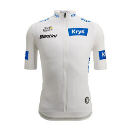 SANTINI Koszulka kolarska z krótkim rękawem - TOUR DE FRANCE - WHITE JERSEY - biały