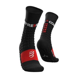 COMPRESSPORT Kolarskie klasyczne skarpetki - PRO RACING WINTER RUN - czarny/czerwony
