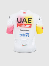 PISSEI Koszulka kolarska z krótkim rękawem - UAE TEAM EMIRATES REPLICA - GIRO + TOUR 24 - biały/różowy/żółty