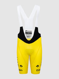 PISSEI Krótkie spodnie kolarskie z szelkami - UAE TEAM EMIRATES 2024 REPLICA SANREMO - TDF 24 - żółty