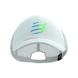 COMPRESSPORT Czapka kolarska - TRUCKER CUP - biały/niebieski/zielony
