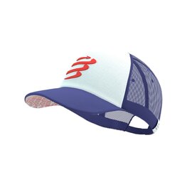 COMPRESSPORT Czapka kolarska - TRUCKER CUP - niebieski/biały
