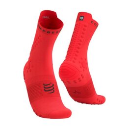 COMPRESSPORT Kolarskie klasyczne skarpetki - PRO RACING SOCKS V4.0 TRAIL - czerwony/czarny