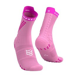 COMPRESSPORT Kolarskie klasyczne skarpetki - PRO RACING SOCKS V4.0 TRAIL - różowy