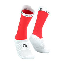 COMPRESSPORT Kolarskie klasyczne skarpetki - PRO RACING SOCKS V4.0 BIKE - czerwony/biały