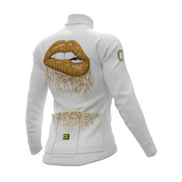 ALÉ Zimowa koszulka kolarska z długim rękawem - LIPS LADY WINTER - złoty/biały
